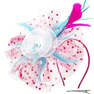 Wheebo Fascinator Flower Feather Net Veil Headband